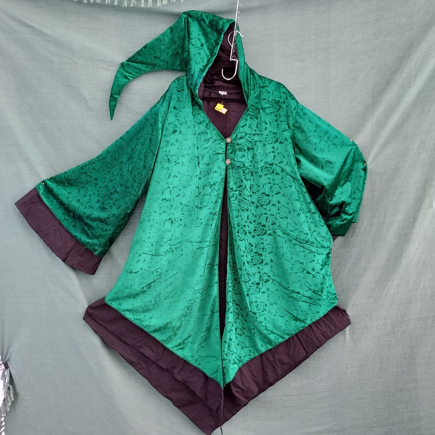 SG - VELVET HOODED KIMONO ROBE 60 SG - VELVET HOODED KIMONO ROBE 60" Bust - Green