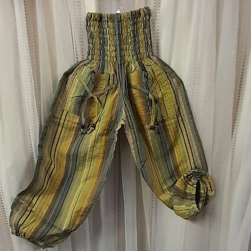 Kids Bead Pocket Seersucker Trousers - YELLOW Kids Bead Pocket Seersucker Trousers - YELLOW