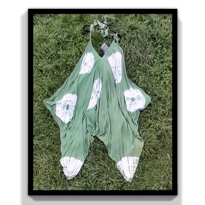 Green Tie Dye Starburst Print Playsuit - Green Tie Dye Starburst Print Playsuit -