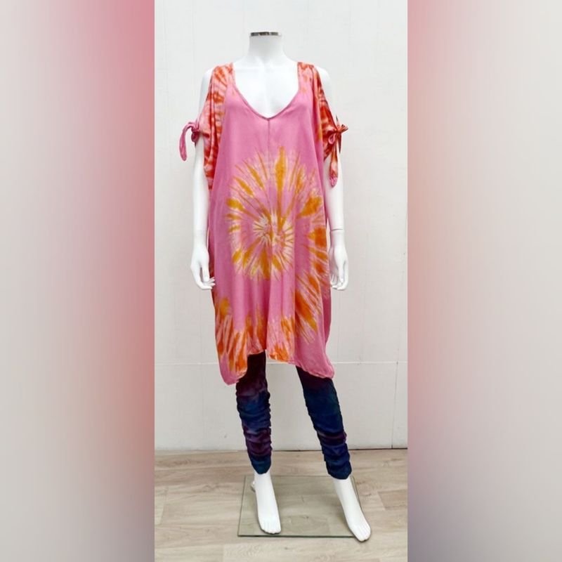 SG - Keyhole Sleeve Tie Dye T Shirt Top/Dress - Super Goddess SG - Keyhole Sleeve Tie Dye T Shirt Top/Dress - Super Goddess