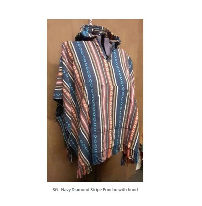 SG - Navy Diamond Stripe Poncho with hood SG - Navy Diamond Stripe Poncho with hood