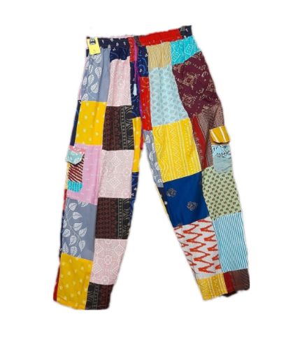 Lightweight Patchwork Trousers - Red/Yellow/Pink#3 Lightweight Patchwork Trousers - Red/Yellow/Pink#3