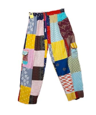 Lightweight Patchwork Trousers - Red/Yellow/Pink#3 Lightweight Patchwork Trousers - Red/Yellow/Pink#3