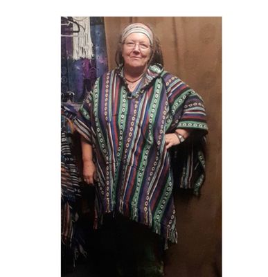 Mexican style poncho with hood - Green Diamond Stripe Mexican style poncho with hood - Green Diamond Stripe