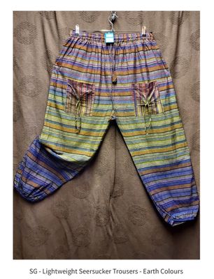 SG - Lightweight Seersucker Trousers - Earth Colours