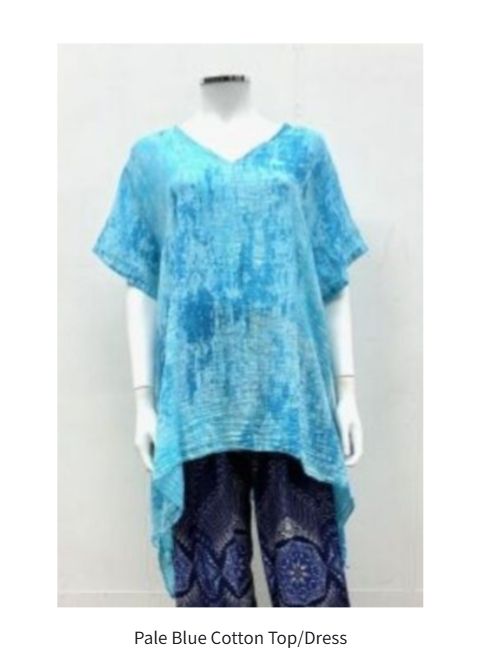Pale Blue Cotton V Neck Top/Dress
