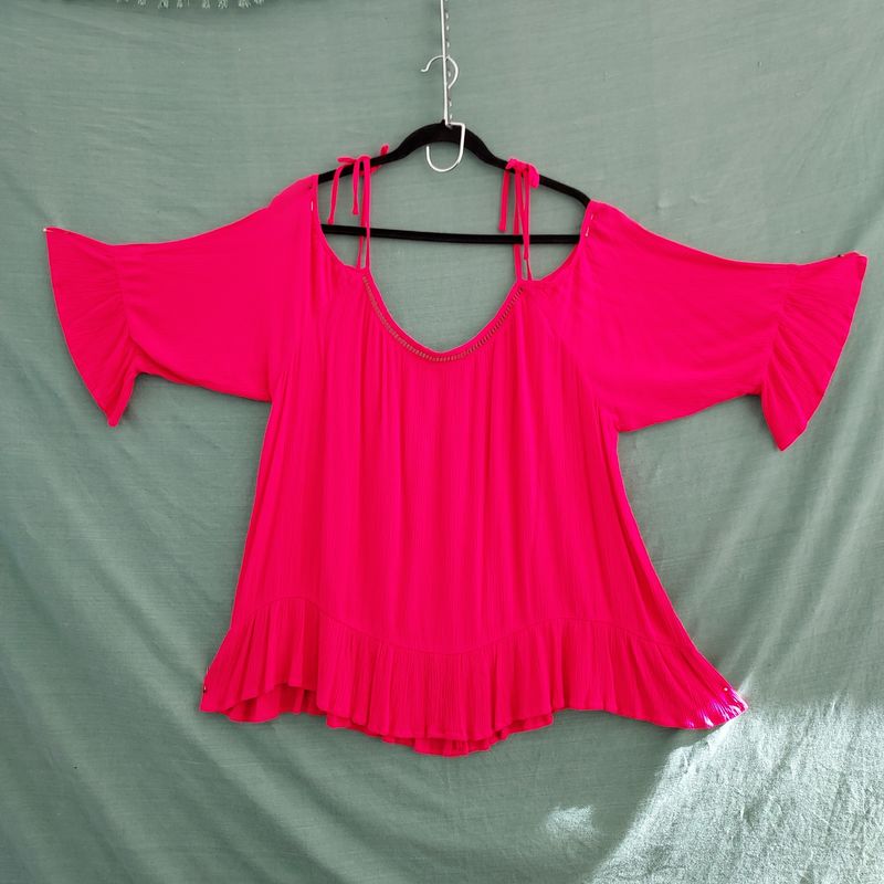 SG - Very Pink Keyhole Shoulder Floaty Top 56 SG - Very Pink Keyhole Shoulder Floaty Top 56" Bust