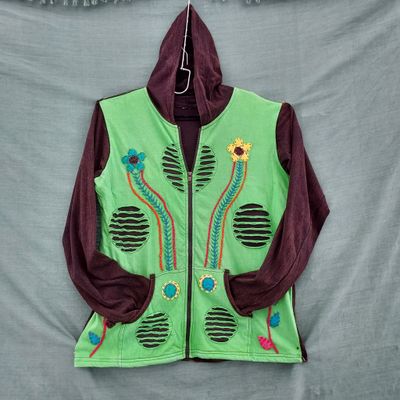 Razor Cut Cotton Hoodie - Black/Green 40 Razor Cut Cotton Hoodie - Black/Green 40" Bust