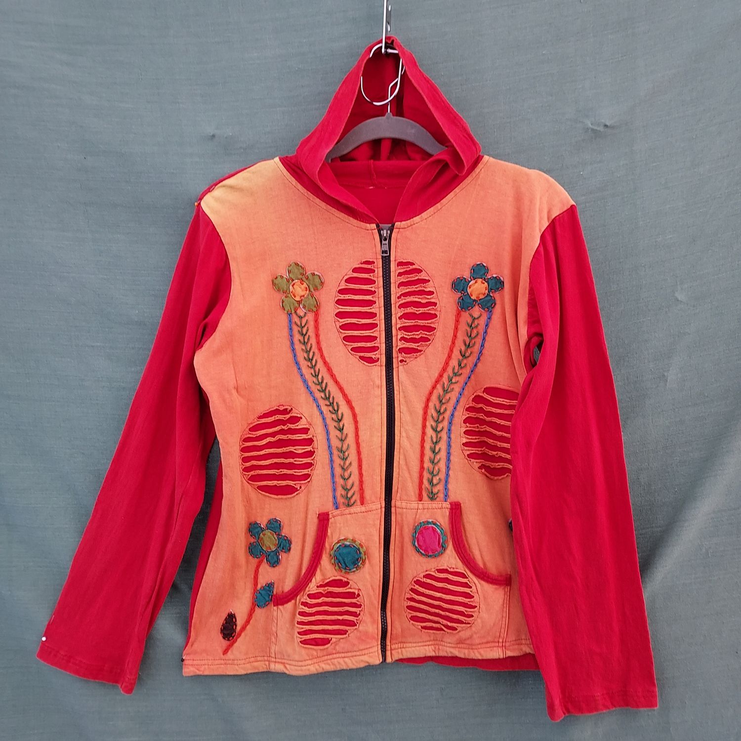 Razor Cut Cotton Hoodie - Red/Orange 40 Razor Cut Cotton Hoodie - Red/Orange 40" Bust