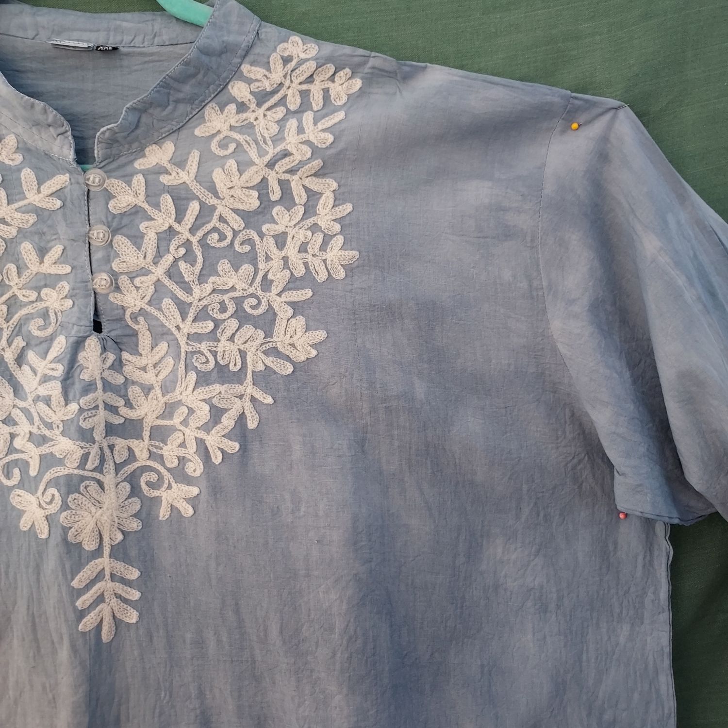 Splash Dye Kaftan Style Light Blue Embroidered Tunic/Top 60 Splash Dye Kaftan Style Light Blue Embroidered Tunic/Top 60"