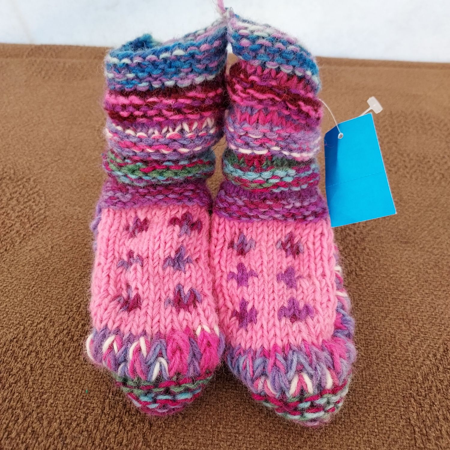 KIDS Knitted & Fleece Lined Slipper Socks 7 KIDS Knitted & Fleece Lined Slipper Socks 7"