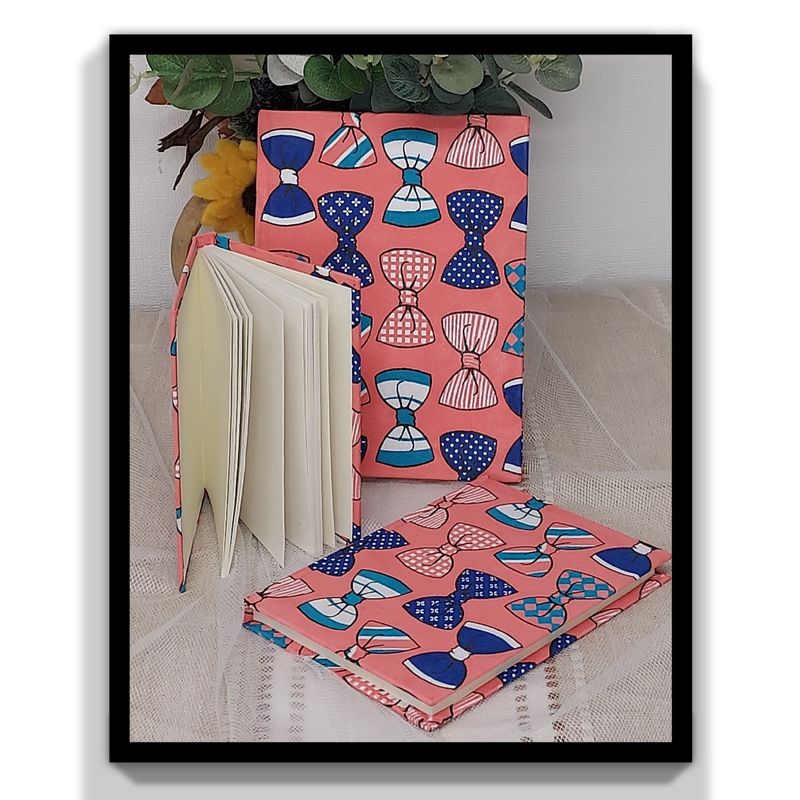 Set of 3 different Sized Notebooks - Beautifully Handmade & Recycled  - Notepad, Sketchbook, Book, Pad, Art,  Journal,  Diary Colour:Bowtie