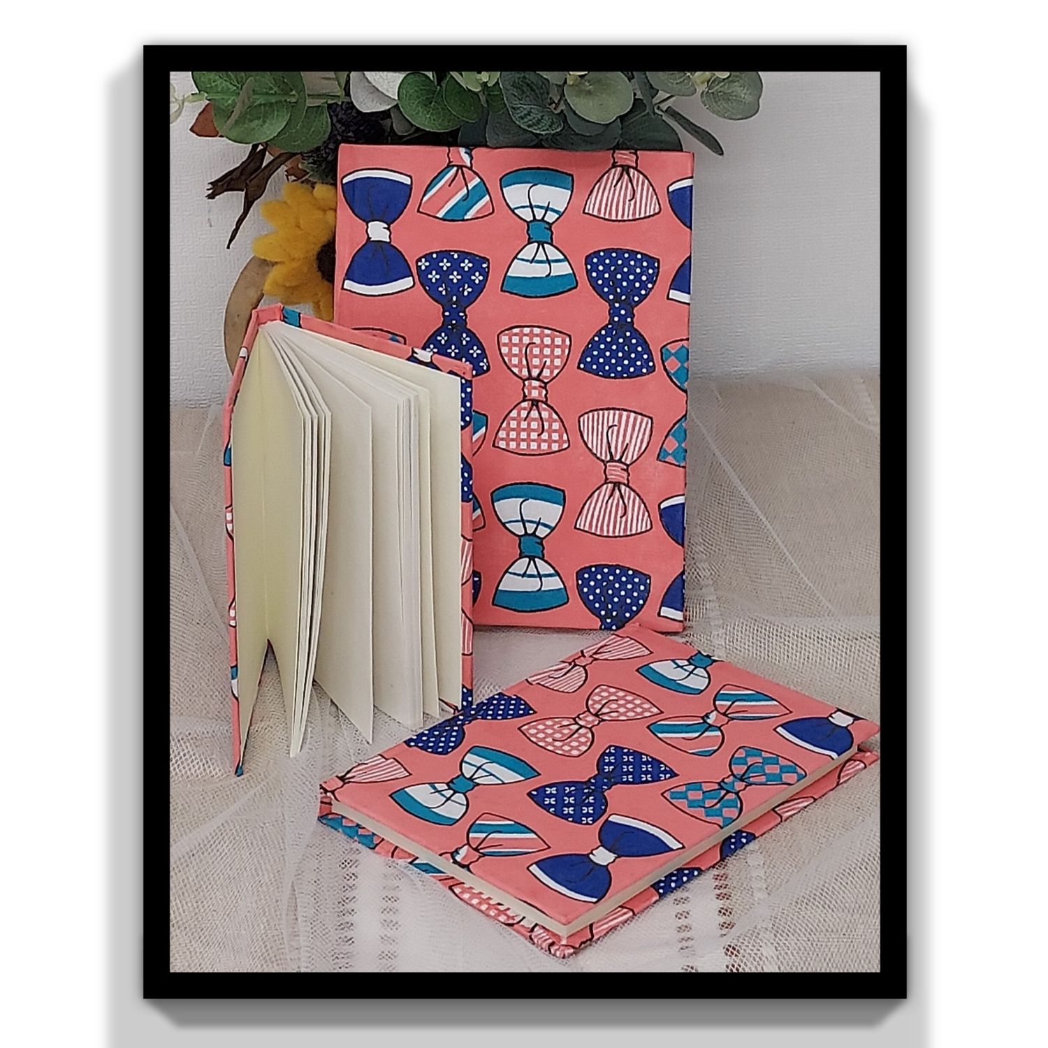 Set of 3 different Sized Notebooks - Beautifully Handmade & Recycled - Notepad, Sketchbook, Book, Pad, Art, Journal, Diary Colour:Bowtie Set of 3 different Sized Notebooks - Beautifully Handmade & Recycled - Notepad, Sketchbook, Book, Pad, Art, Journal, Diary Colour:Bowtie