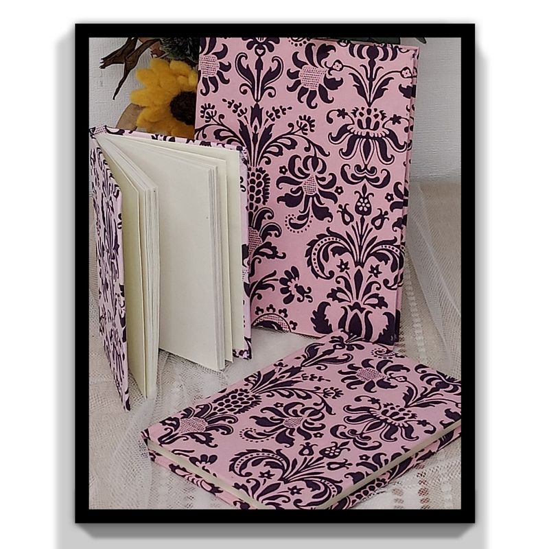Set of 3 different Sized Notebooks - Beautifully Handmade & Recycled  - Notepad, Sketchbook, Book, Pad, Art,  Journal,  Diary Colour: Pink