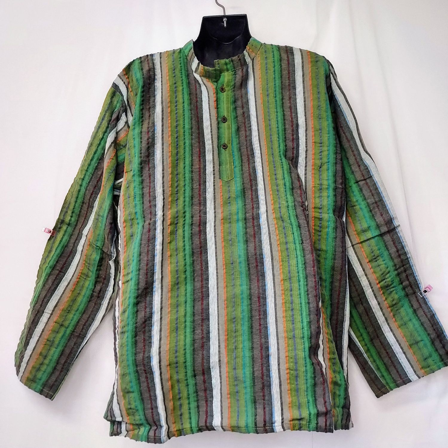 Lightweight, Long Sleeve, Grandad Shirts - Green - M/L