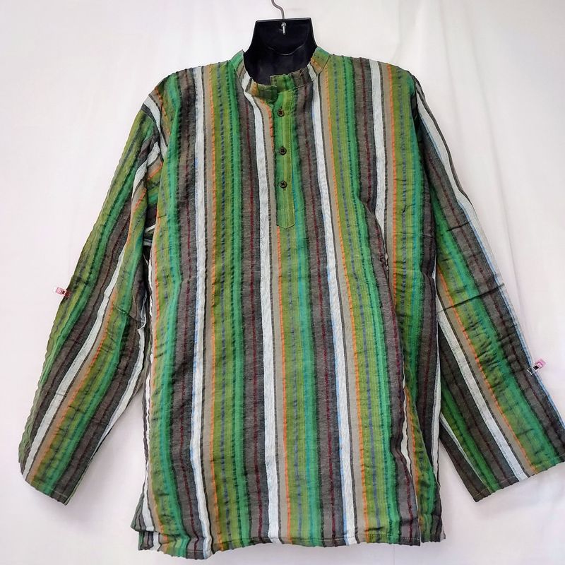 Lightweight, Long Sleeve, Grandad Shirts - Green - M/L Lightweight, Long Sleeve, Grandad Shirts - Green - M/L