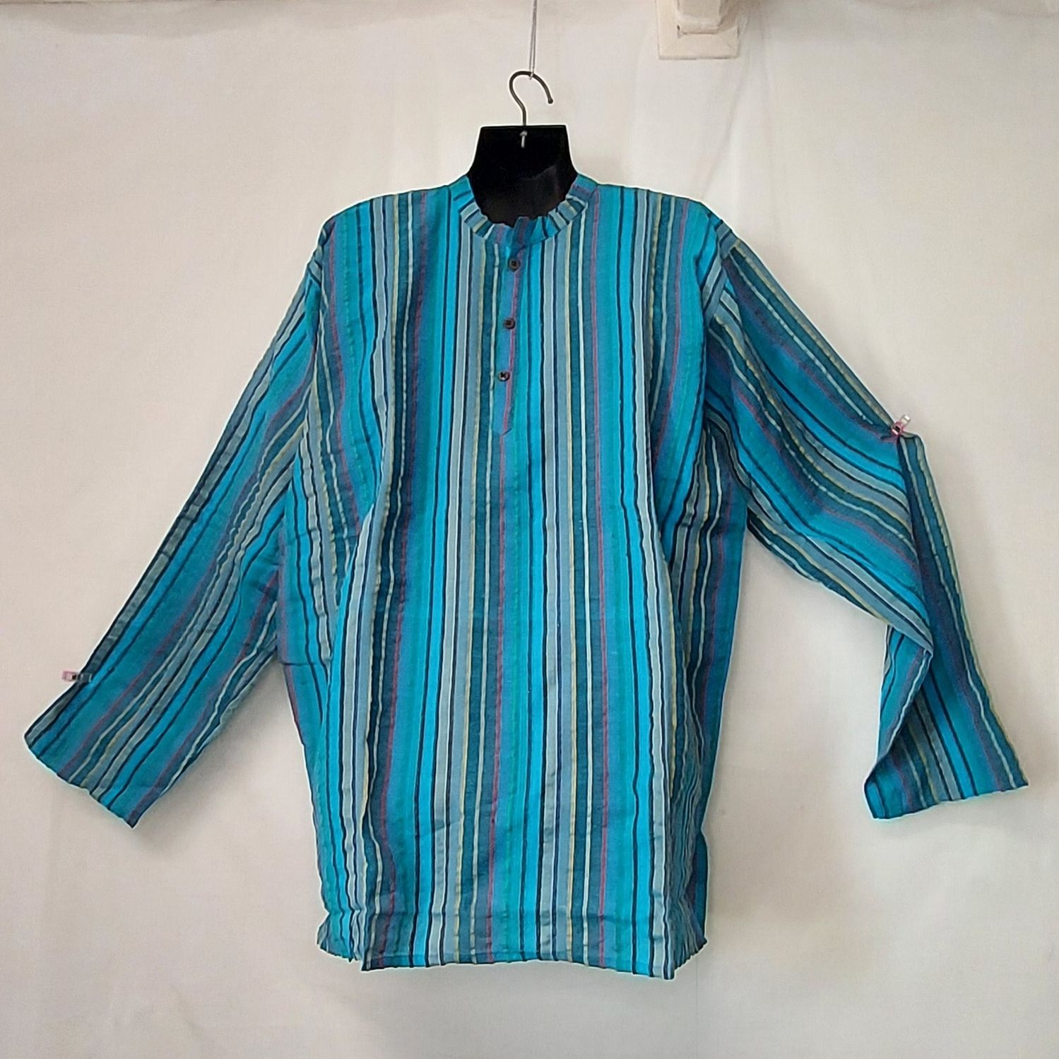 Lightweight, Long Sleeve, Grandad Shirts - Bright Blue- M/L/XL Lightweight, Long Sleeve, Grandad Shirts - Bright Blue- M/L/XL