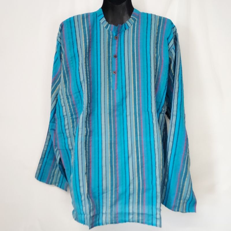 Lightweight, Long Sleeve, Grandad Shirts - Bright Blue- M/L/XL Lightweight, Long Sleeve, Grandad Shirts - Bright Blue- M/L/XL