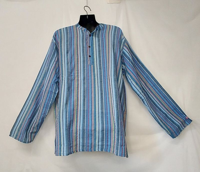 Lightweight, Long Sleeve, Grandad Shirts - Pale Blue- M/XL Lightweight, Long Sleeve, Grandad Shirts - Pale Blue- M/XL