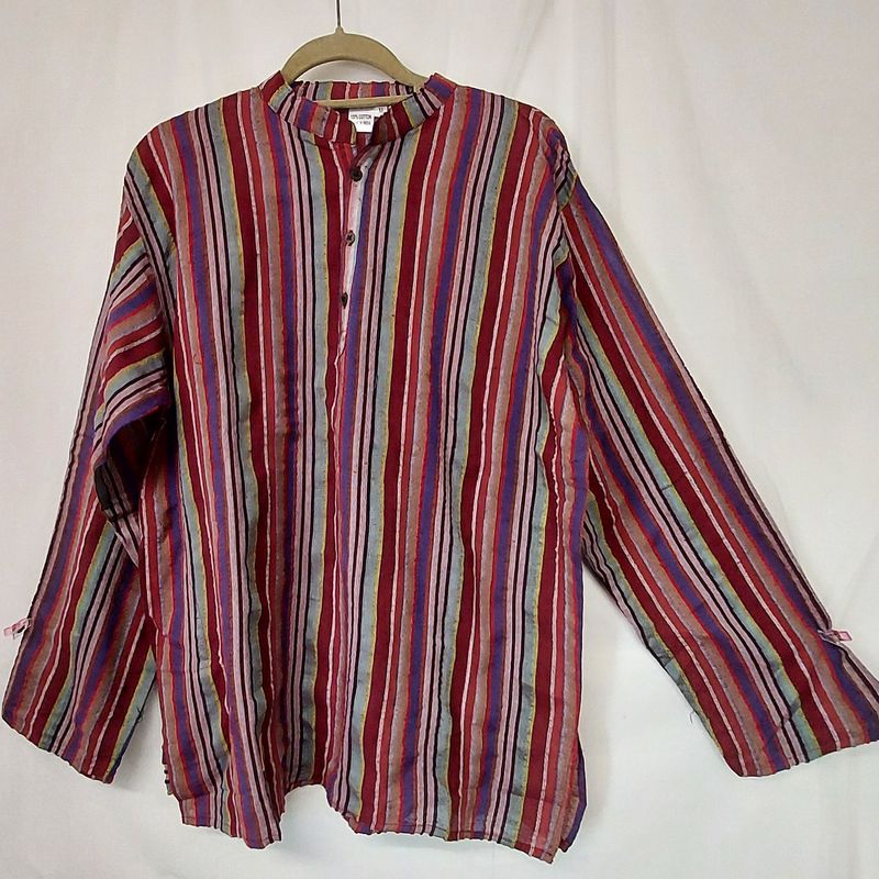 Lightweight, Long Sleeve, Grandad Shirts - Red - M/L Lightweight, Long Sleeve, Grandad Shirts - Red - M/L