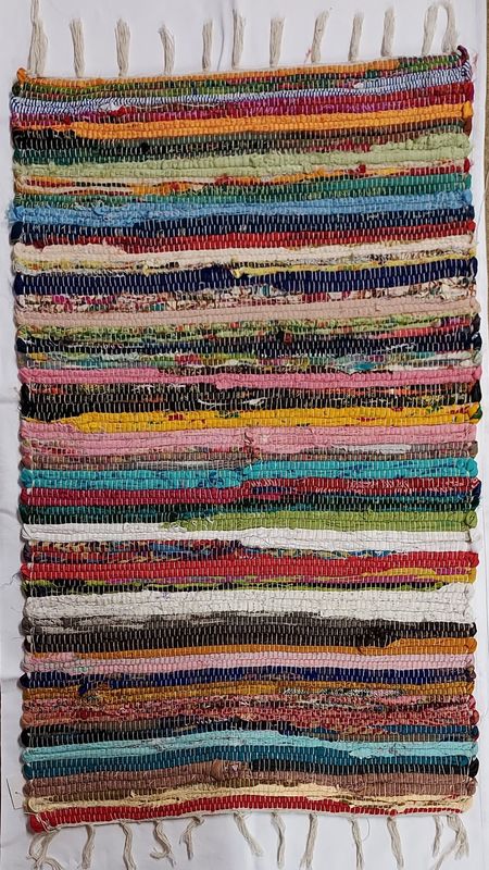 Fabulously Colourful Recycled Fabric Rag Rug Perfect to add colour to any room in your life :) 50cm x 80cm