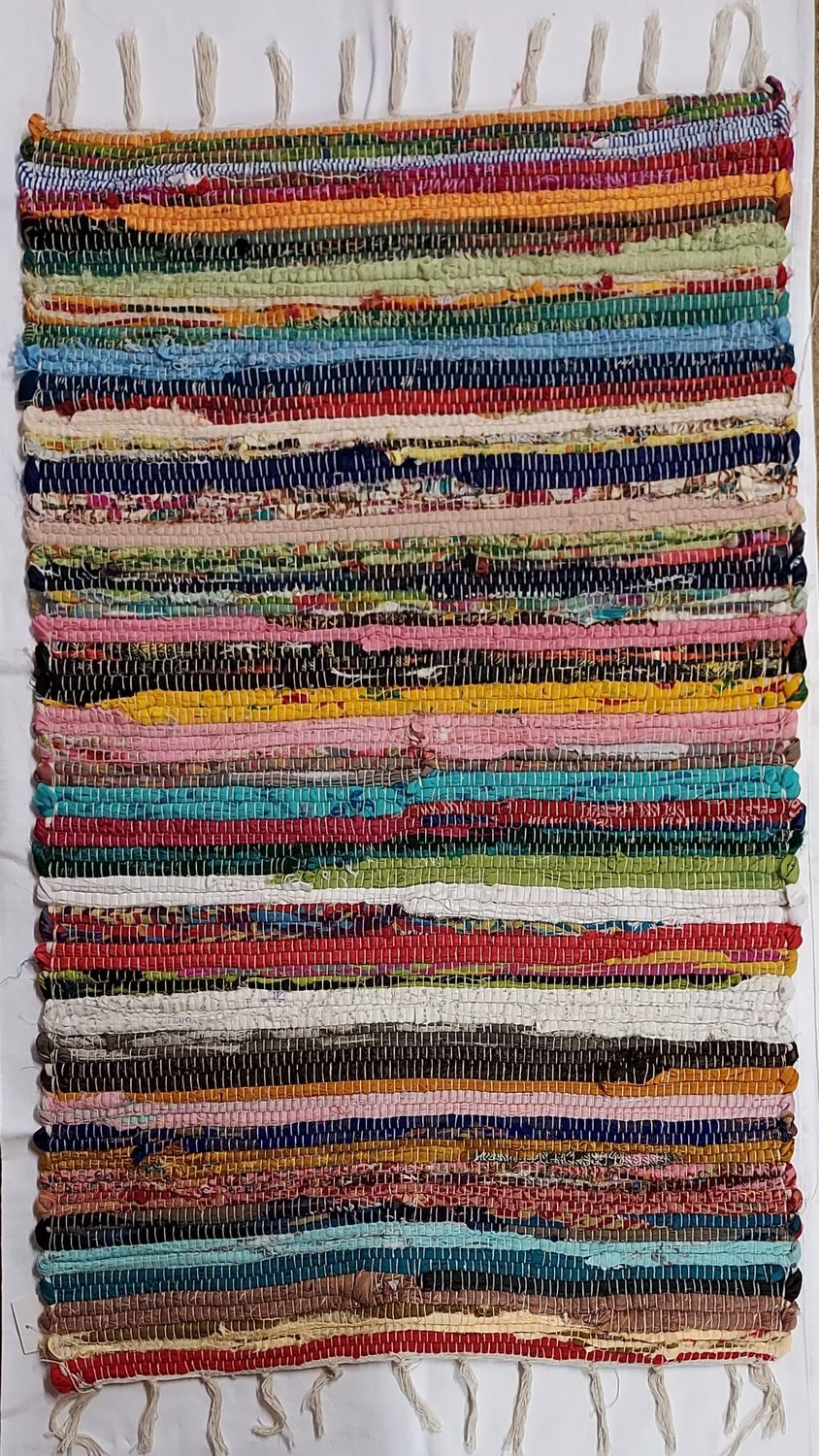 Fabulously Colourful Recycled Fabric Rag Rug Perfect to add colour to any room in your life :) 50cm x 80cm Fabulously Colourful Recycled Fabric Rag Rug Perfect to add colour to any room in your life :) 50cm x 80cm