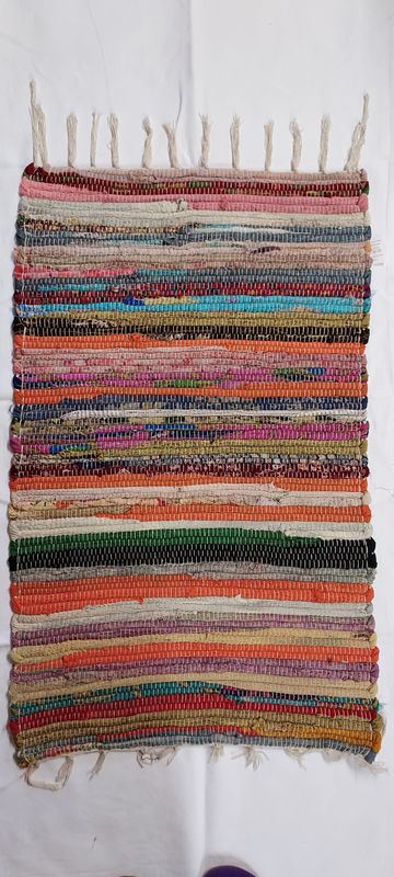 Fabulously Colourful Recycled Fabric Rag Rug Perfect to add colour to any room in your life :) 50cm x 80cm