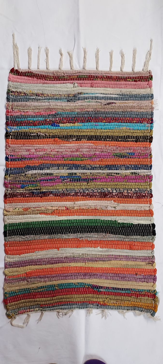 Fabulously Colourful Recycled Fabric Rag Rug Perfect to add colour to any room in your life :) 50cm x 80cm