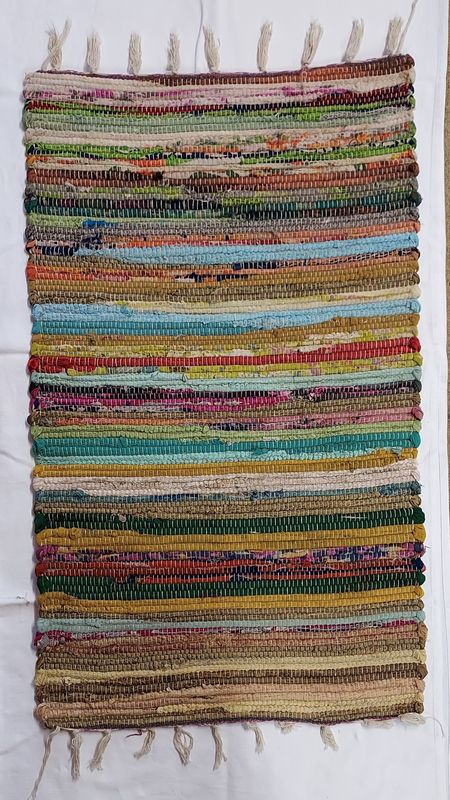 Fabulously Colourful Recycled Fabric Rag Rug Perfect to add colour to any room in your life :) 50cm x 90cm