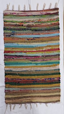 Fabulously Colourful Recycled Fabric Rag Rug Perfect to add colour to any room in your life :) 50cm x 90cm Fabulously Colourful Recycled Fabric Rag Rug Perfect to add colour to any room in your life :) 50cm x 90cm