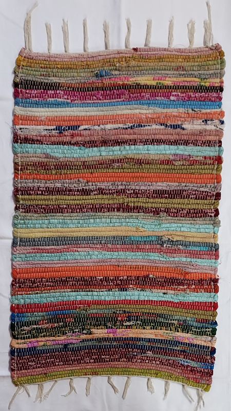 Fabulously Colourful Recycled Fabric Rag Rug Perfect to add colour to any room in your life :) 50cm x 90cm