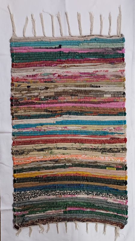 Fabulously Colourful Recycled Fabric Rag Rug Perfect to add colour to any room in your life :) 50cm x 80cm