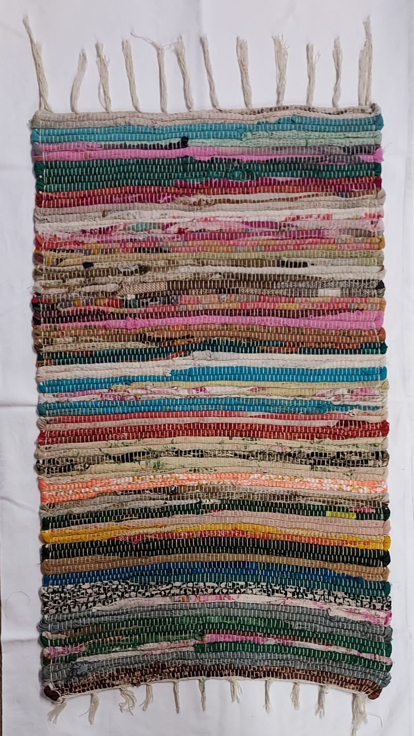 Fabulously Colourful Recycled Fabric Rag Rug Perfect to add colour to any room in your life :) 50cm x 80cm Fabulously Colourful Recycled Fabric Rag Rug Perfect to add colour to any room in your life :) 50cm x 80cm