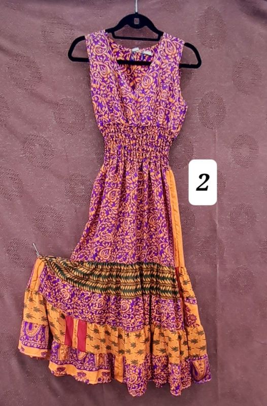 XS - Recycled Sari Sleeveless Vest Dress size 6-10