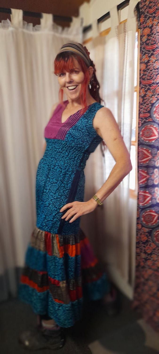 Recycled Sari Summer Dress SMALL- size 6-10 Recycled Sari Summer Dress SMALL- size 6-10