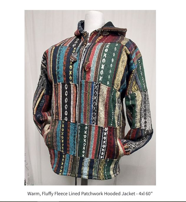 Warm, Fluffy Fleece Lined Patchwork Hooded Jacket - 4xl 60 Warm, Fluffy Fleece Lined Patchwork Hooded Jacket - 4xl 60"