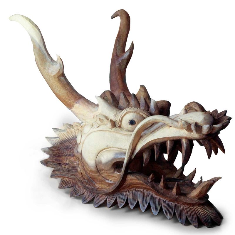 Live Size Dragon Head Carving - 30cm Live Size Dragon Head Carving - 30cm