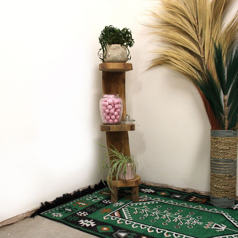 Natural Teak Log Shelve Display 3 Shelves 100cm high Natural Teak Log Shelve Display 3 Shelves 100cm high