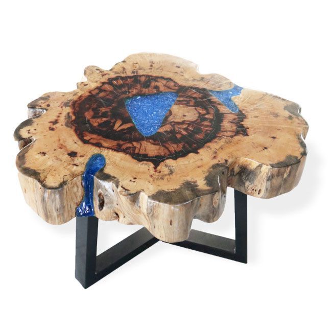 Tamarind and Resin Coffee Table - Sky Blue Tamarind and Resin Coffee Table - Sky Blue