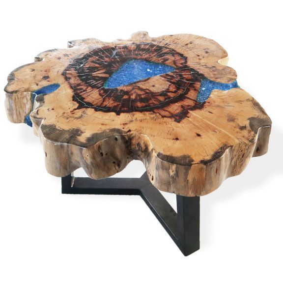 Tamarind and Resin Coffee Table - Sky Blue Tamarind and Resin Coffee Table - Sky Blue