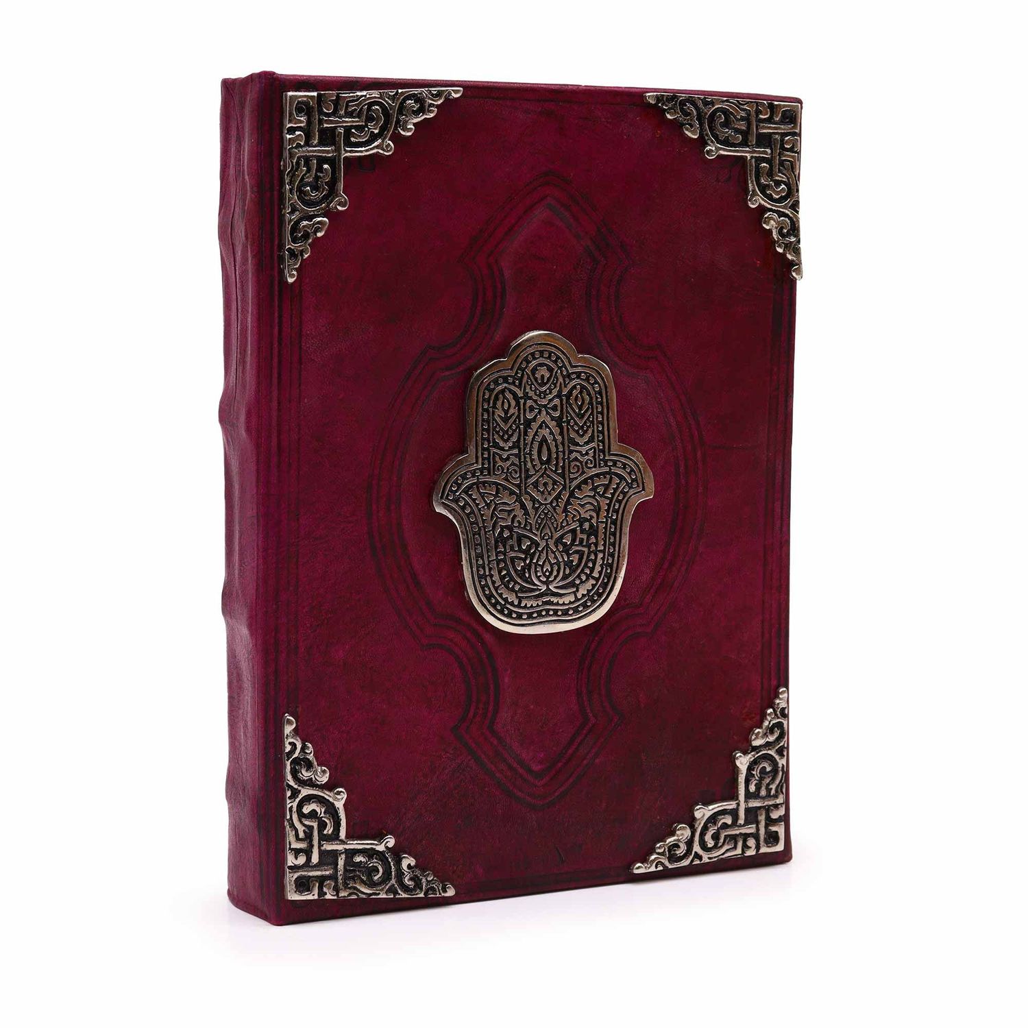 Heafty Red Tan Book - Zinc Hamsa Decor - 200 Deckle Edges Pages - 26x18cm Heafty Red Tan Book - Zinc Hamsa Decor - 200 Deckle Edges Pages - 26x18cm