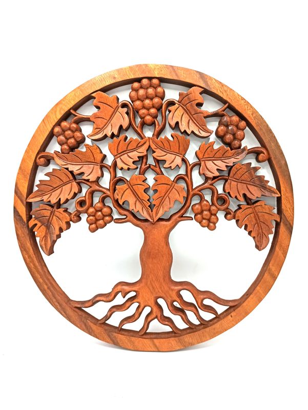 Suar Wood Tree of Life Grapes Panel - 40cm Suar Wood Tree of Life Grapes Panel - 40cm