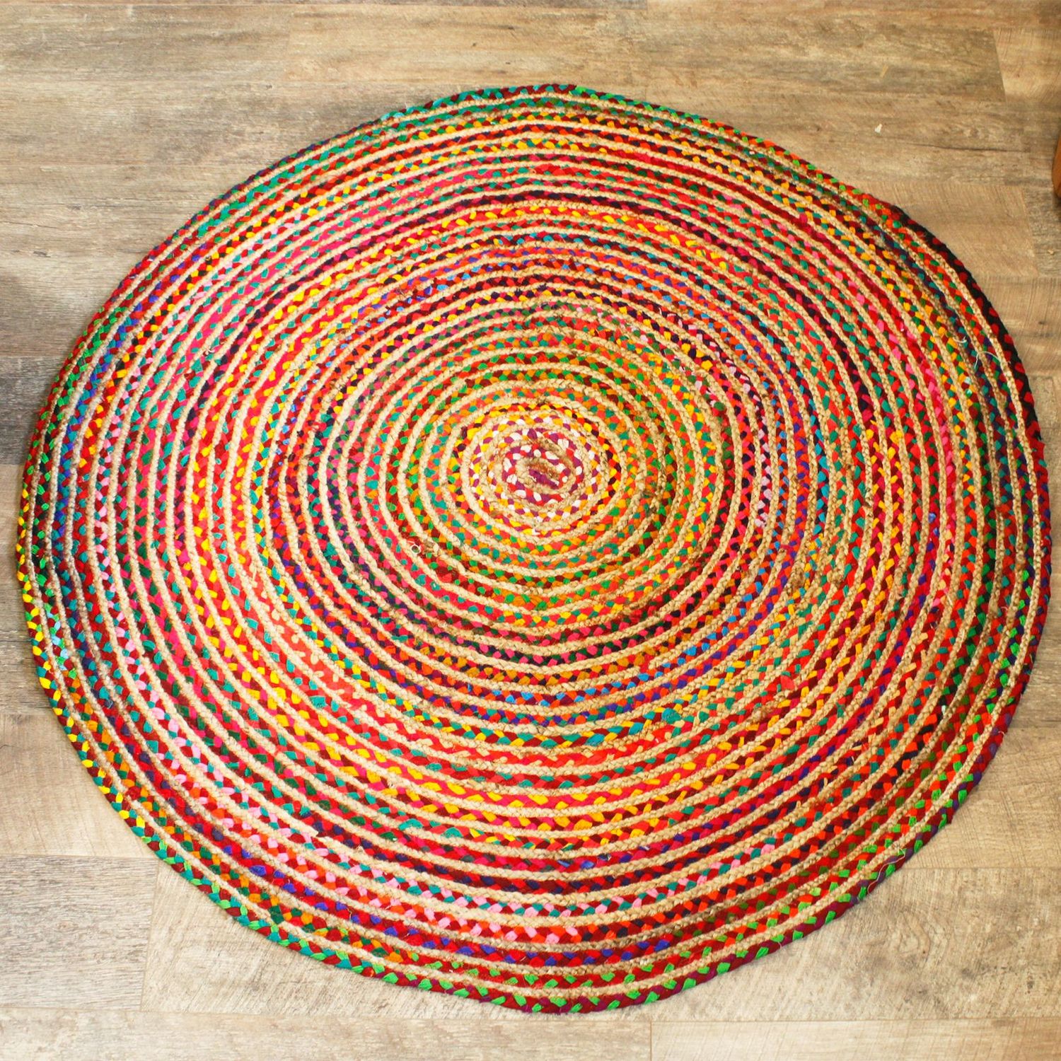 Round Jute and Recycled Cotton Rug - 150 cm Round Jute and Recycled Cotton Rug - 150 cm