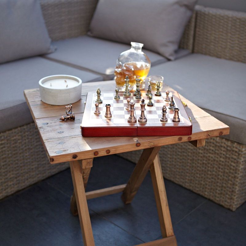 Square Folding Coffee Table - 50cm - Made from Recycled Teak from Retired Fishing Boats Square Folding Coffee Table - 50cm - Made from Recycled Teak from Retired Fishing Boats