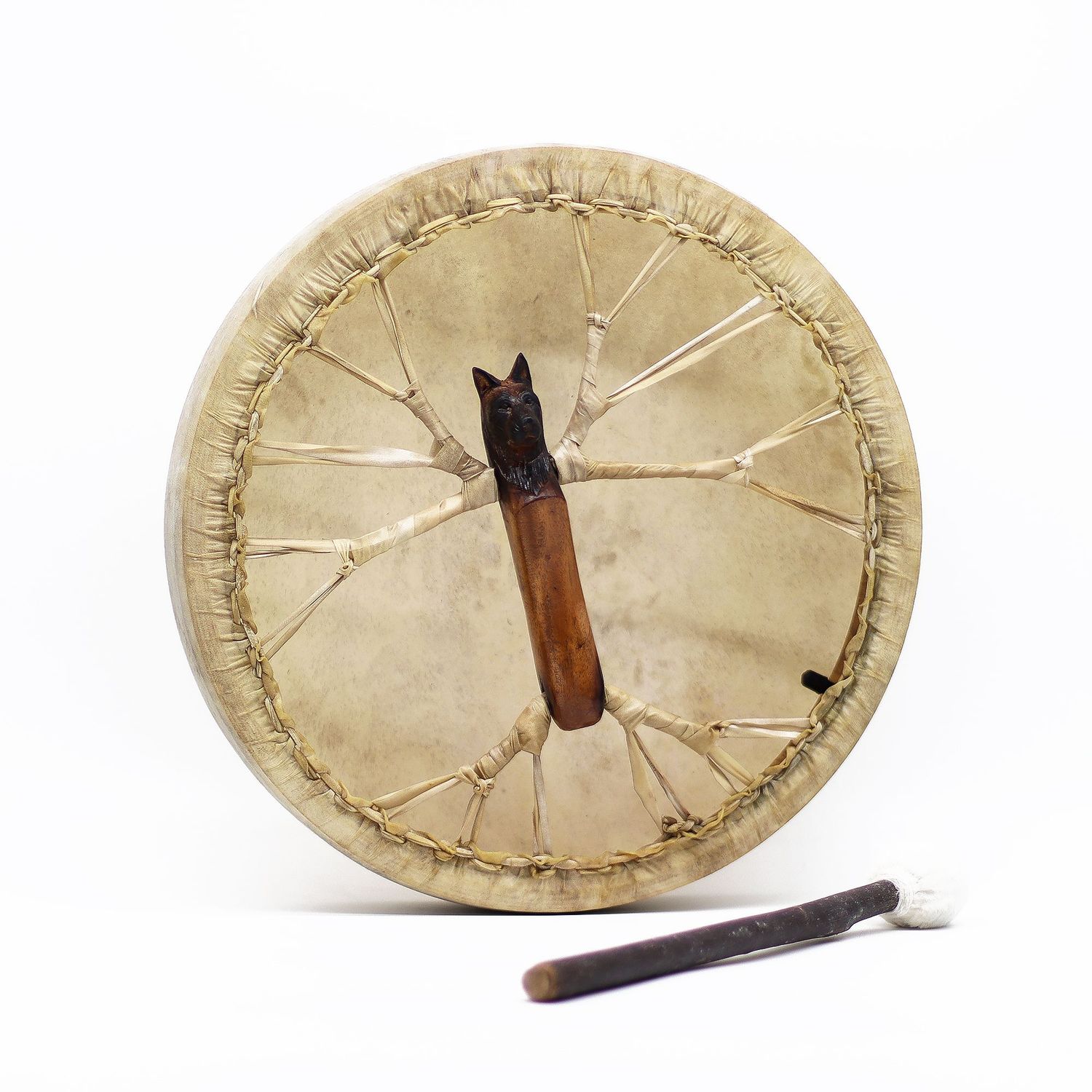 Spirit of the Wolf - Sharman Drum & Stick- Tunable - 40cm Spirit of the Wolf - Sharman Drum & Stick- Tunable - 40cm