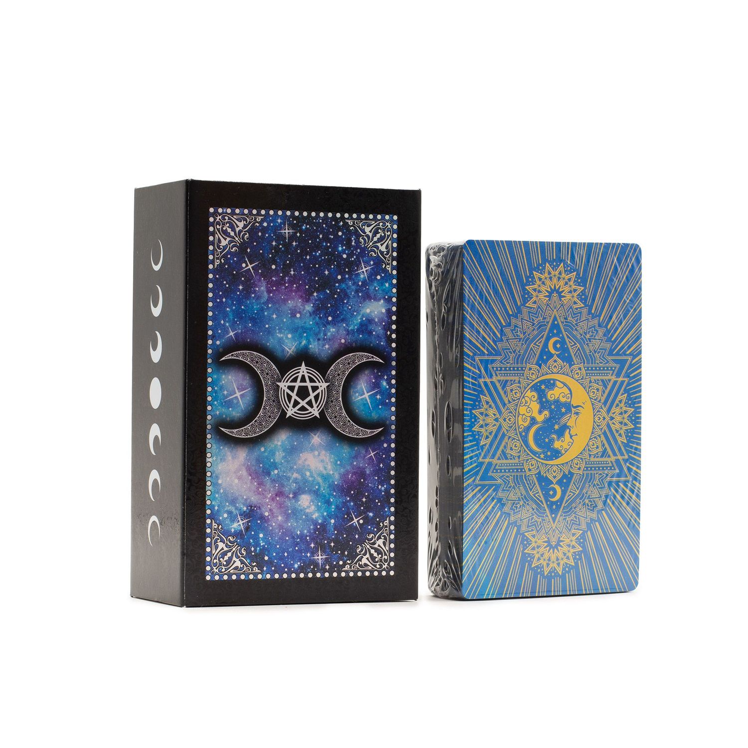 Blue Foil Tarot Card Set - Moon Face - with booklet Blue Foil Tarot Card Set - Moon Face - with booklet