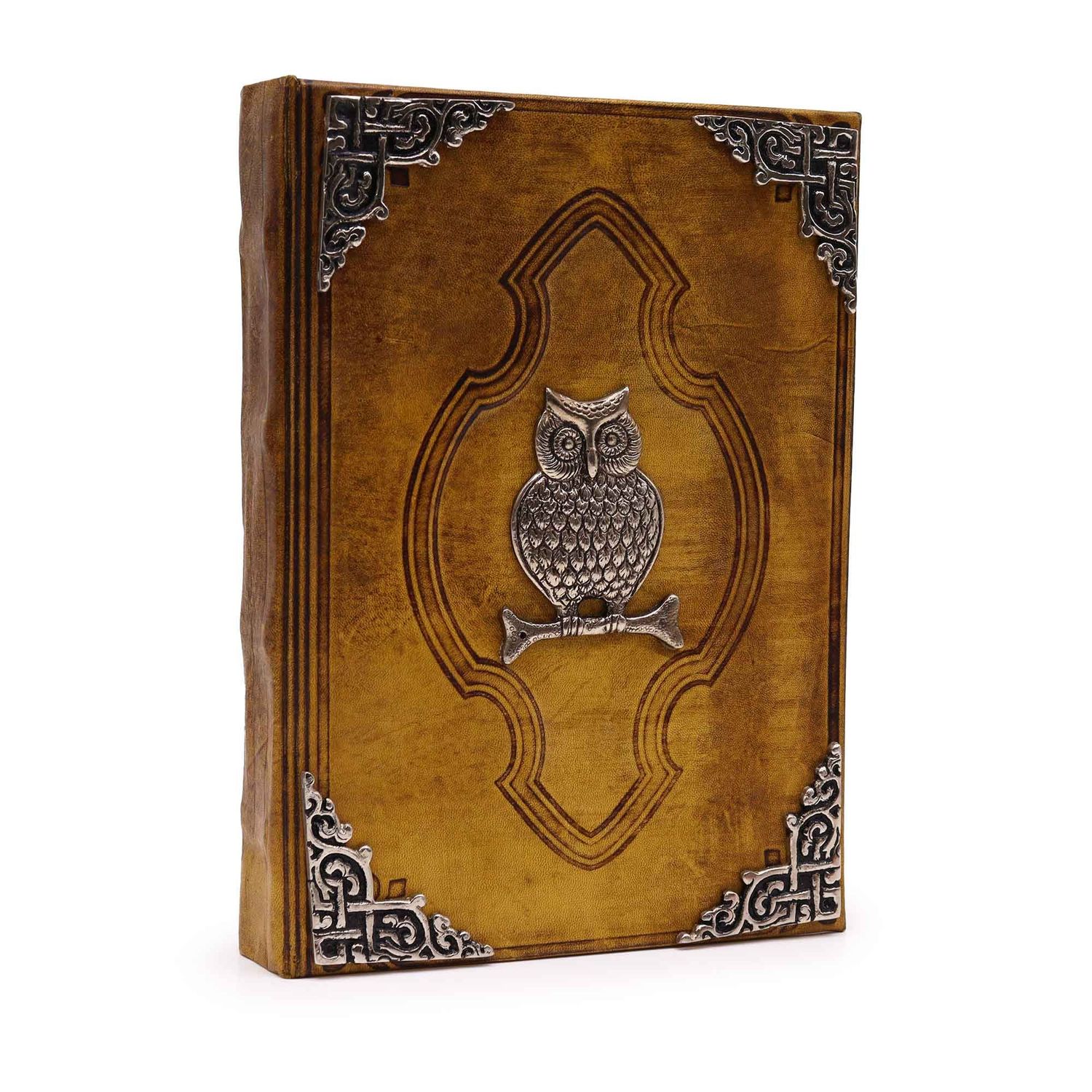 Heafty Coffee Tan Book - Zinc Owl Decor - 200 Deckle Edges Pages - 26x18cm Heafty Coffee Tan Book - Zinc Owl Decor - 200 Deckle Edges Pages - 26x18cm