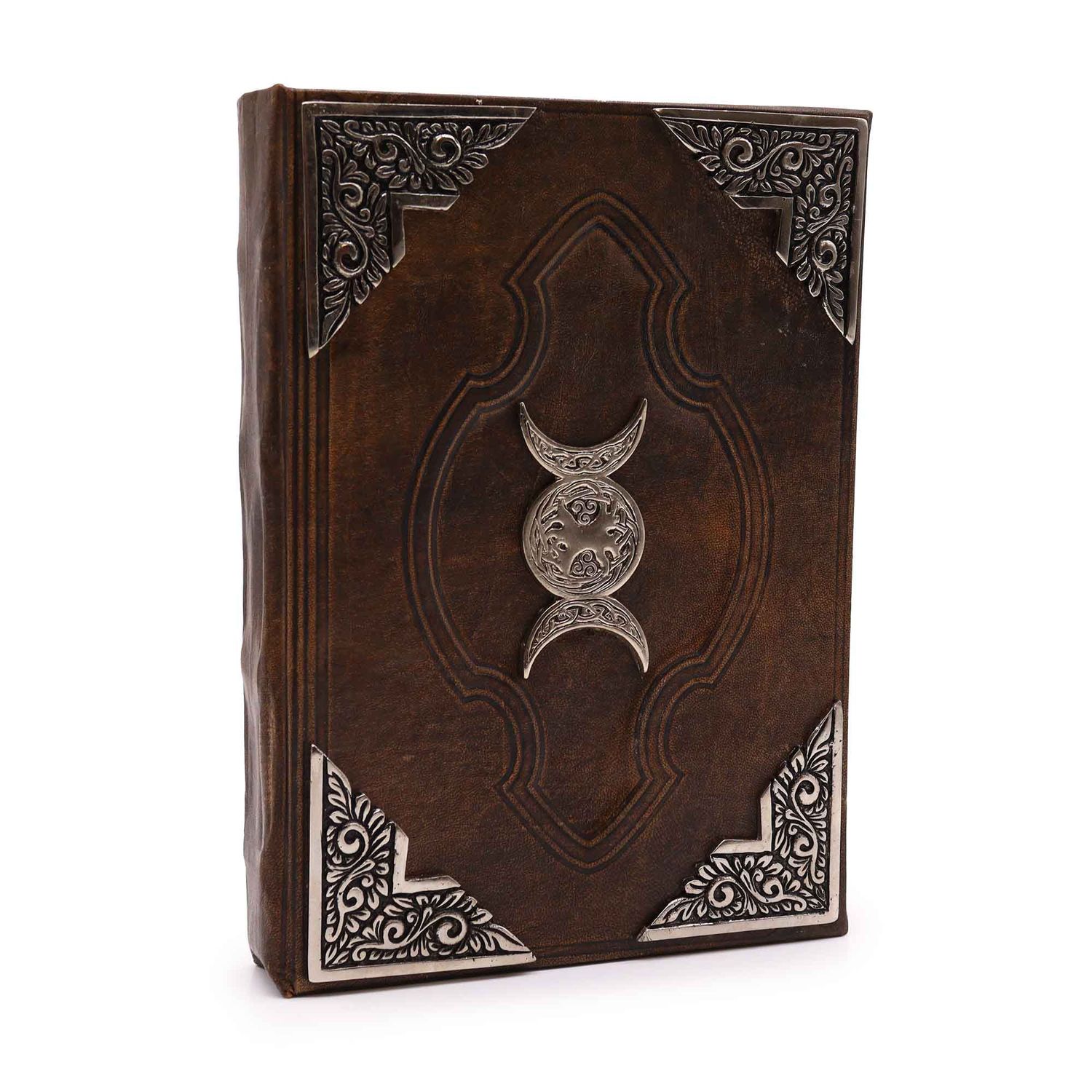Heafty Brown Tan Book - Zinc Triple Moon Decor - 200 Deckle Edges Pages - 26x18cm Heafty Brown Tan Book - Zinc Triple Moon Decor - 200 Deckle Edges Pages - 26x18cm