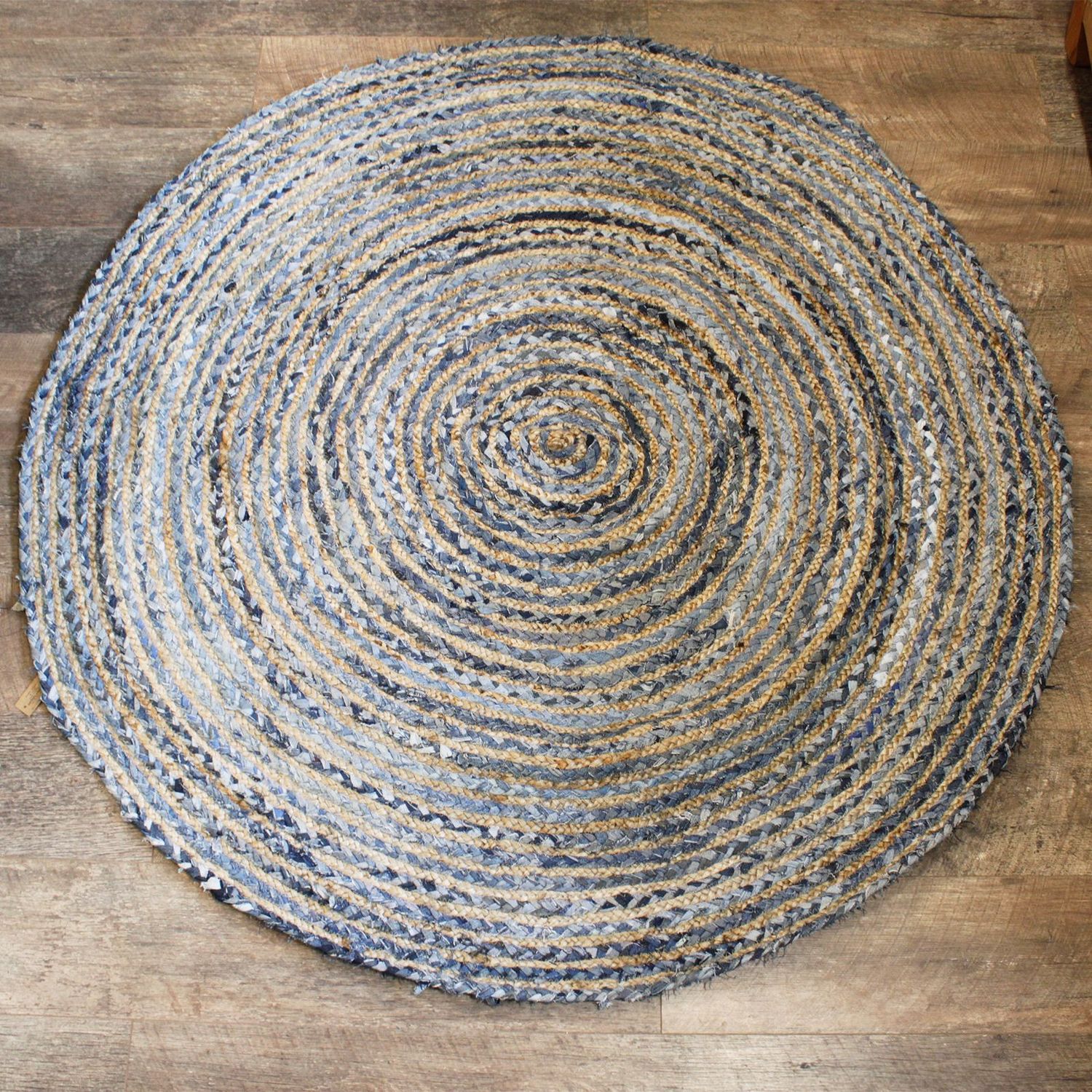 Round Jute and Recycle Denim Rug - 150 cm Round Jute and Recycle Denim Rug - 150 cm