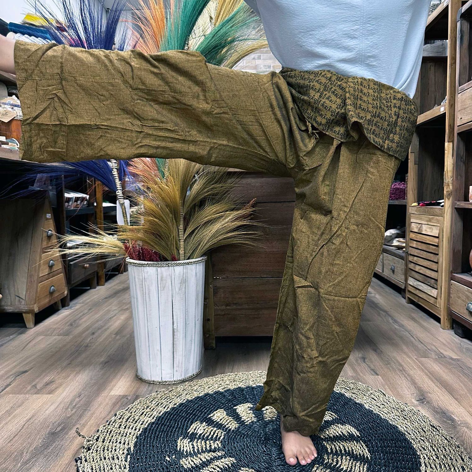 Yoga and Festival Pants - Thai Fisherman Mandala Mantra on Orange Yoga and Festival Pants - Thai Fisherman Mandala Mantra on Orange